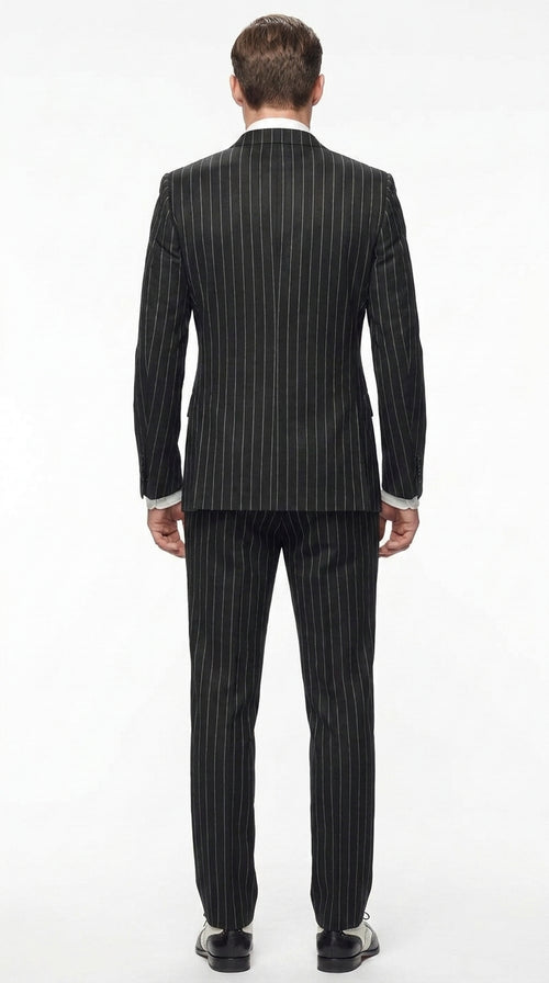 Men’s Gomez Addams Inspired Double Breasted Pinstripe Suit, Addams Family Style Costume Outfit