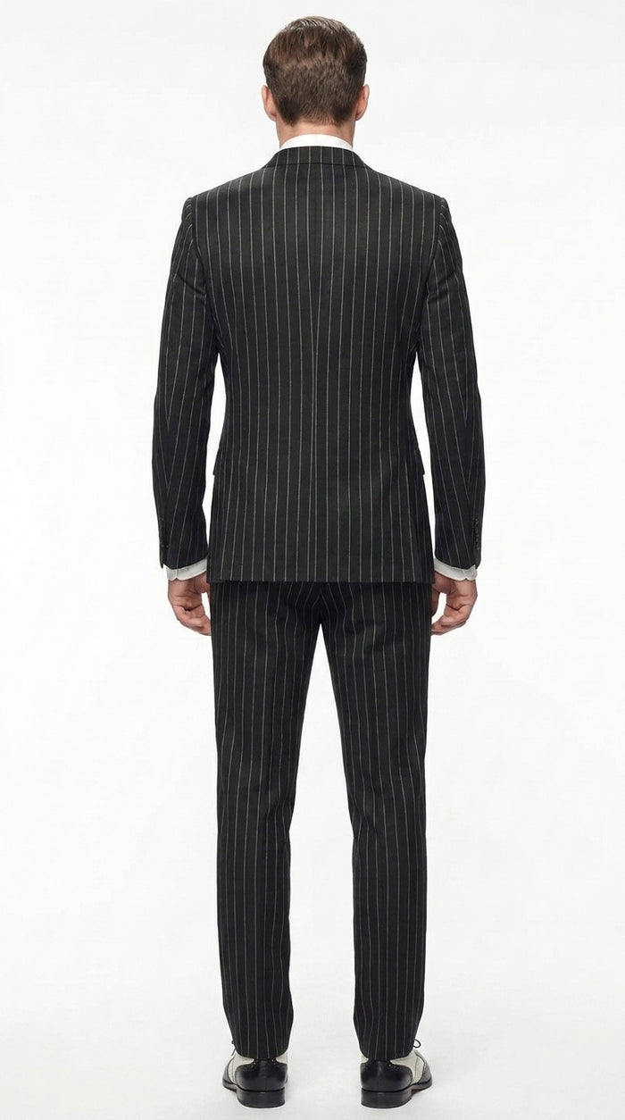 Men’s Gomez Addams Inspired Double Breasted Pinstripe Suit, Addams Family Style Costume Outfit