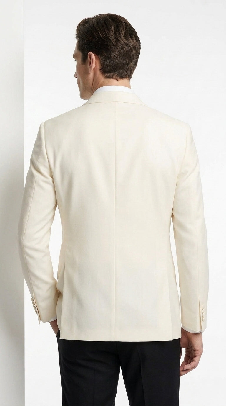 Men’s Ivory Dinner Jacket, Cream Off White Double Breasted Shawl Collar Wedding Tuxedo Blazer