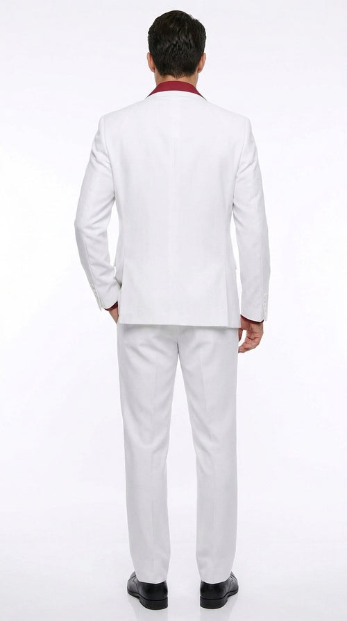 Men’s Tony Montana Scarface White Suit, Movie Inspired Costume Suit with Red Shirt