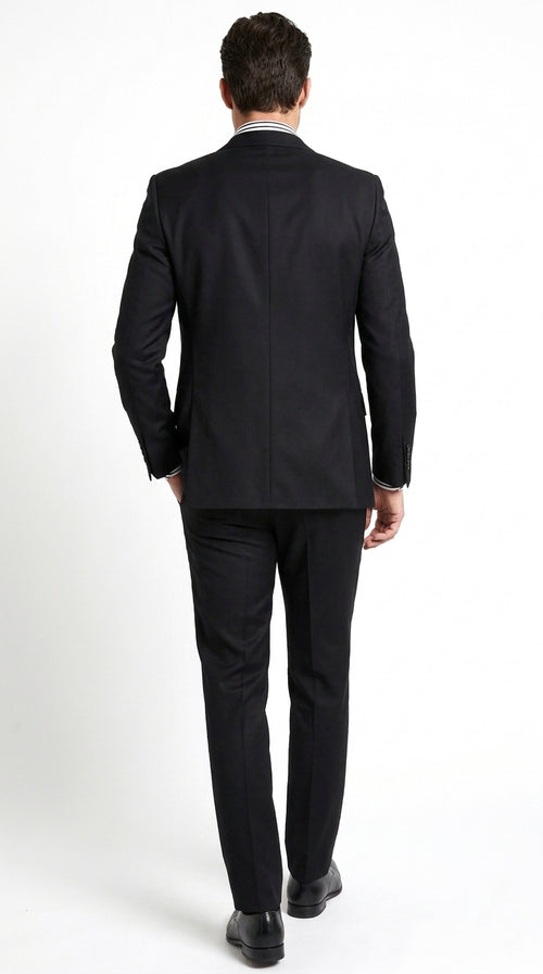 Apollo King Men’s Black 3 Piece Fashion Suit, Wide Peak Lapel Formal Wedding Business Suit