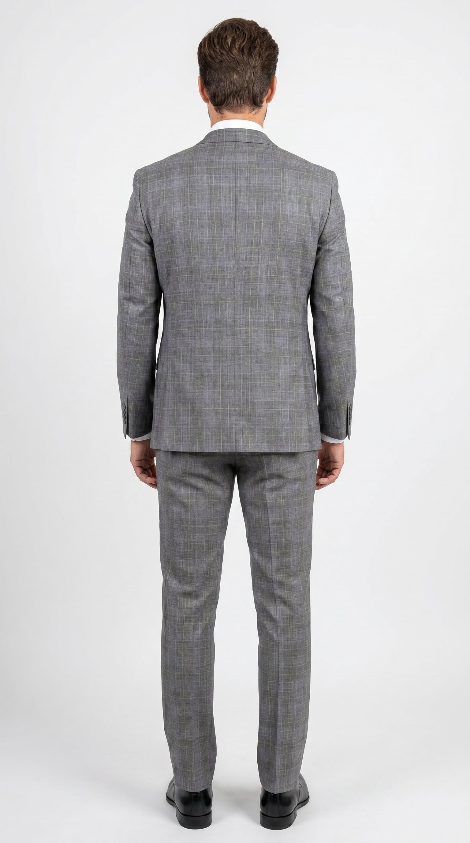 Men’s Gray Glen Plaid 3 Piece Suit with Jacket, Vest and Pants, Formal Wedding Business Dress Suit
