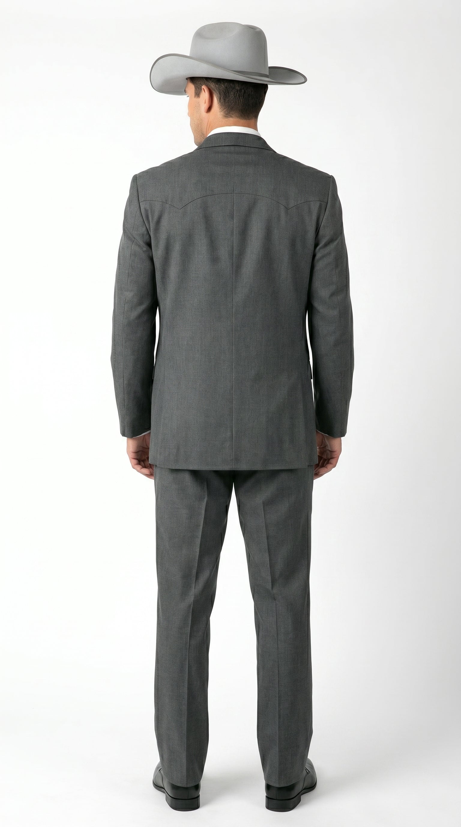 2 Button Trim Cowboy Tuxedo  Grey - Jacket and Pants