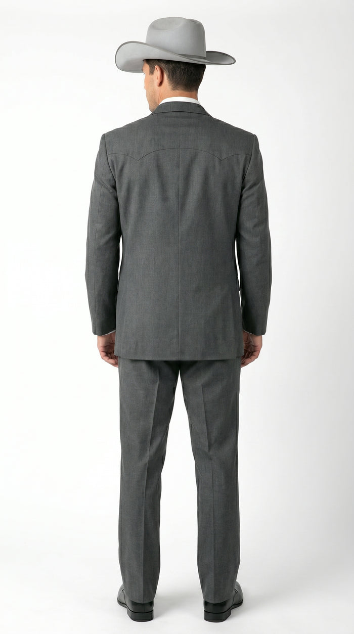 2 Button Trim Cowboy Tuxedo  Grey - Jacket and Pants