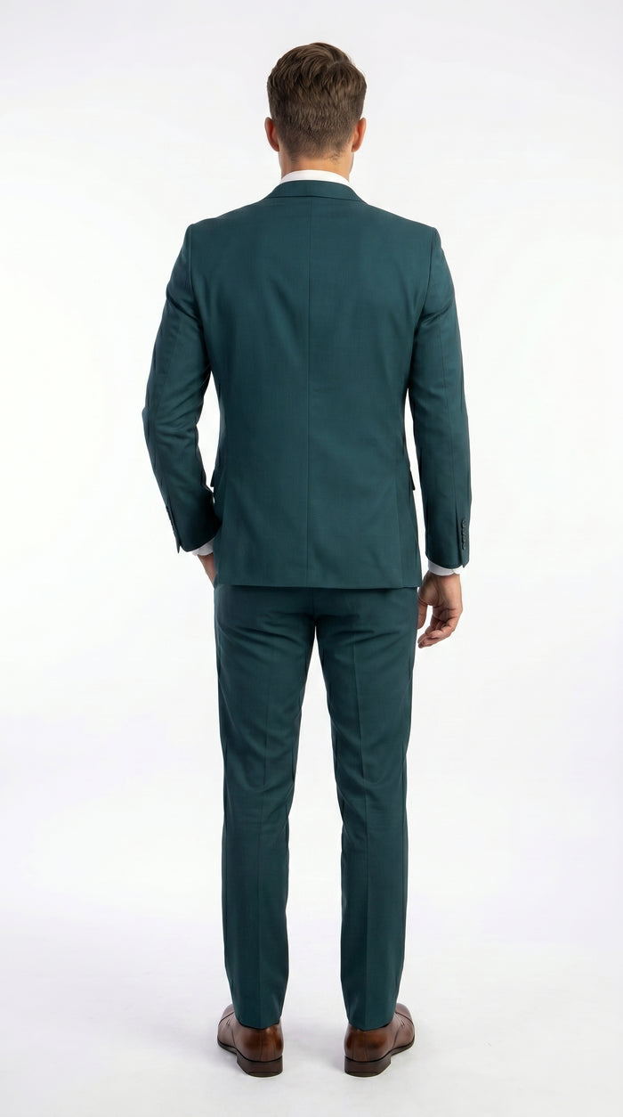 Men’s Teal Green 2 Button Wedding Suit with Matching Pants, Formal Prom Dress Suit