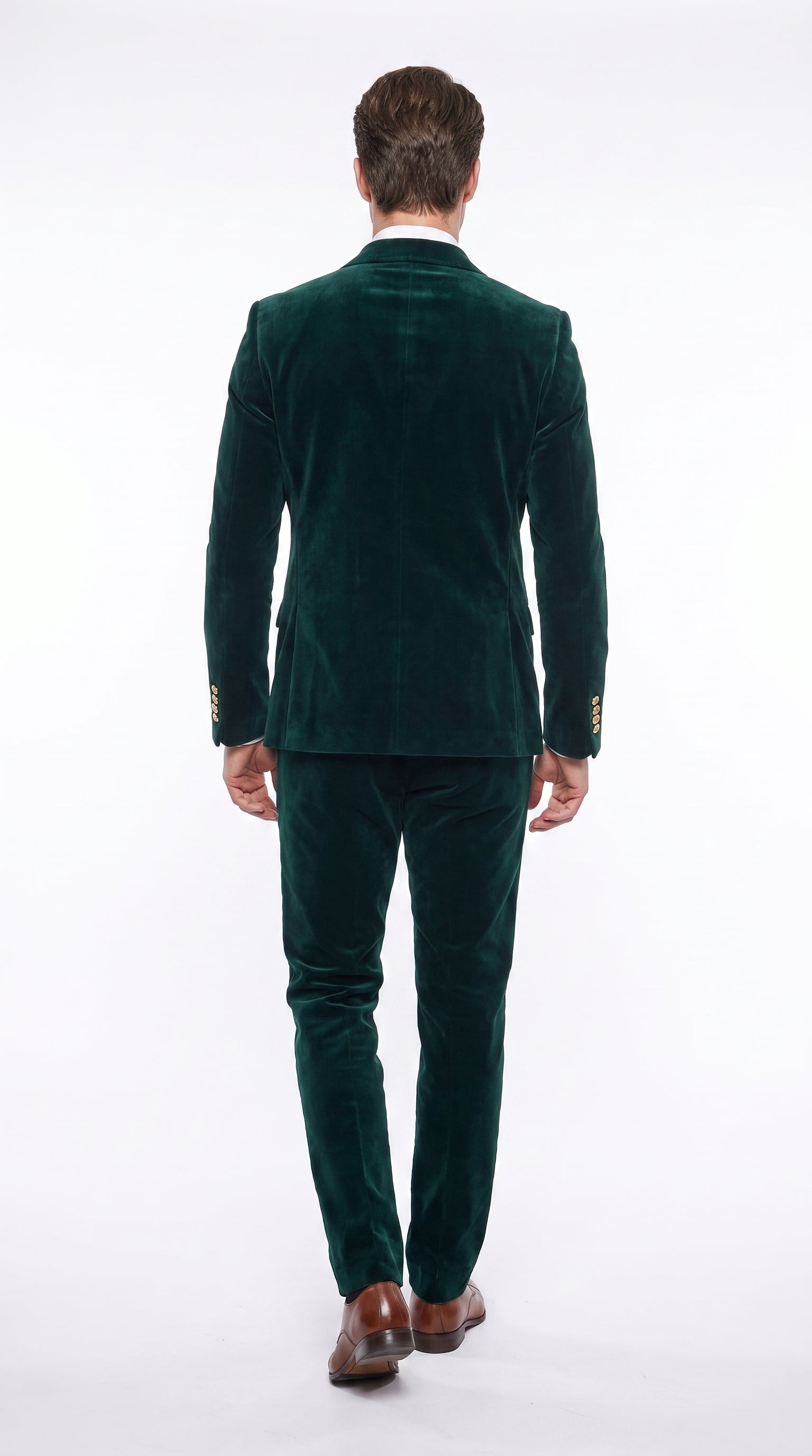 Men’s Rossi Man Zeus Emerald Green Velvet Double Breasted Tuxedo Suit, Formal Wedding Prom Dinner Suit