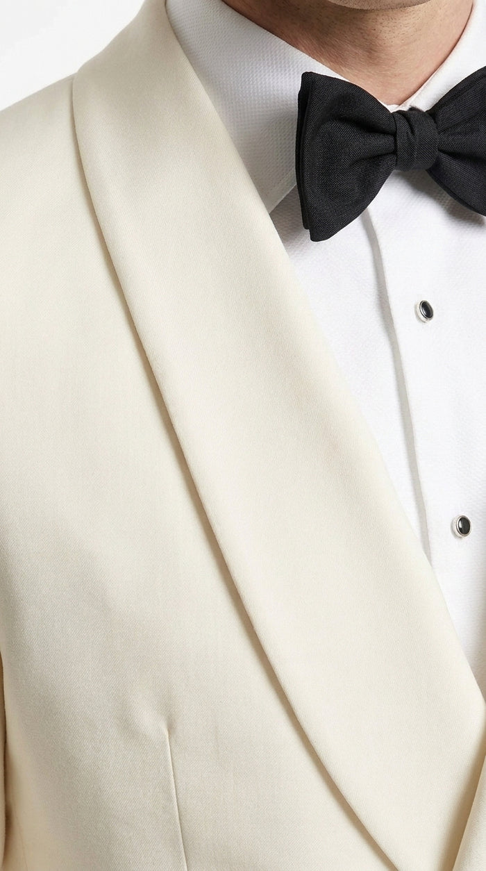 Men’s Ivory Dinner Jacket, Cream Off White Double Breasted Shawl Collar Wedding Tuxedo Blazer