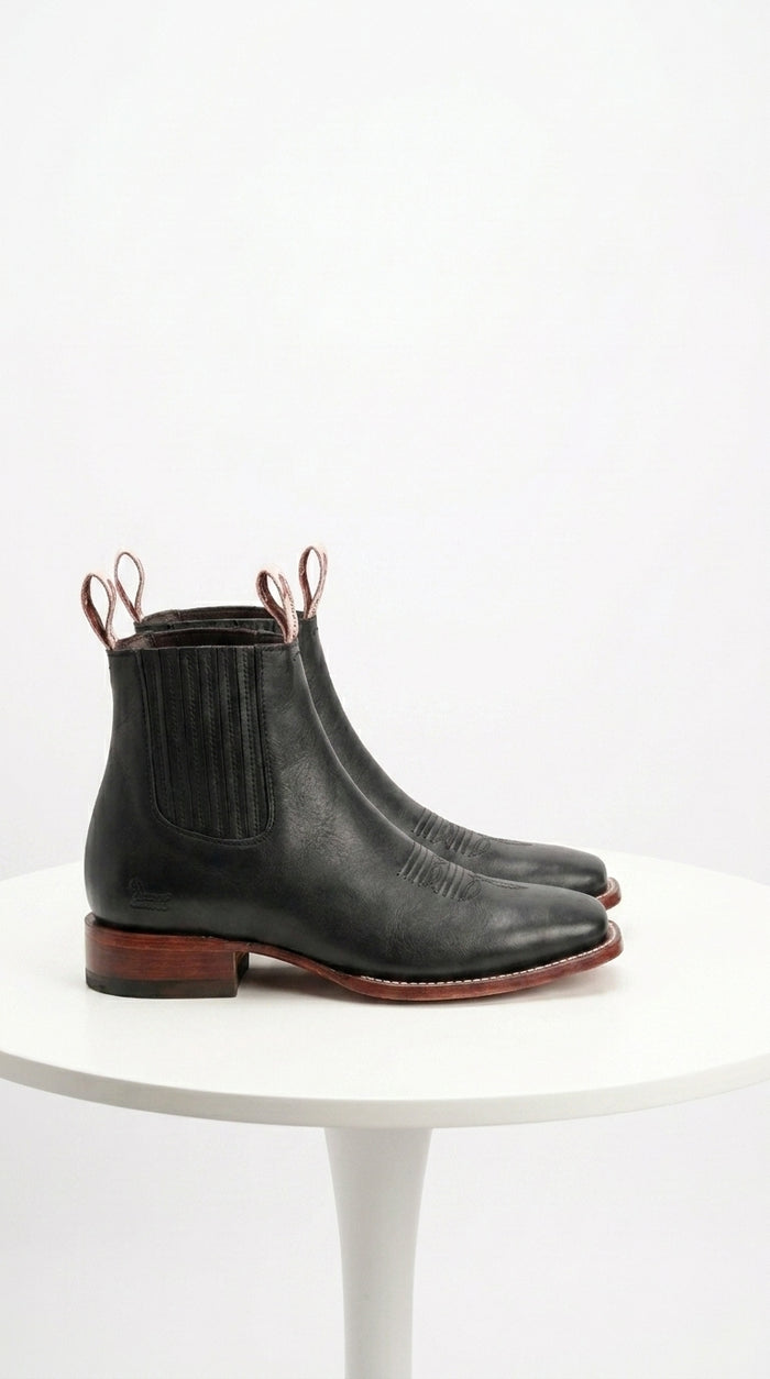 Black Square Toe Ankle Boots