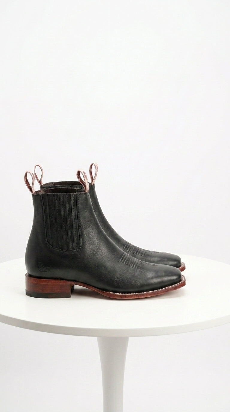 Black Square Toe Ankle Boots