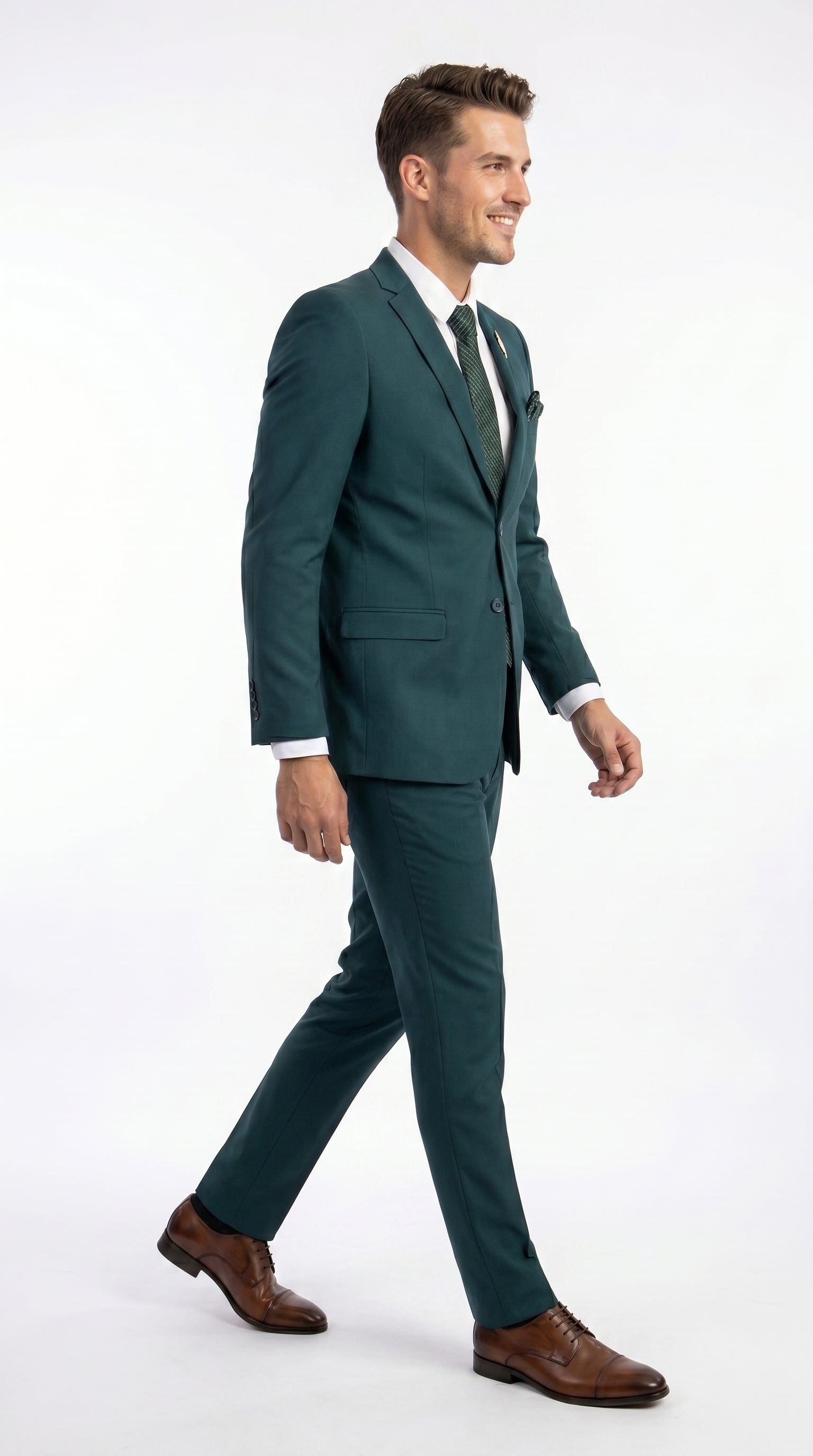 Men’s Teal Green 2 Button Wedding Suit with Matching Pants, Formal Prom Dress Suit