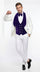 Men’s White and Royal Blue Wedding Tuxedo, Groom Prom Suit with Velvet Shawl Lapel and Matching Vest