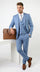 Statement Men’s Solid Steel Blue 100% Wool Vested Suit, Formal Wedding Business 3 Piece Suit Set