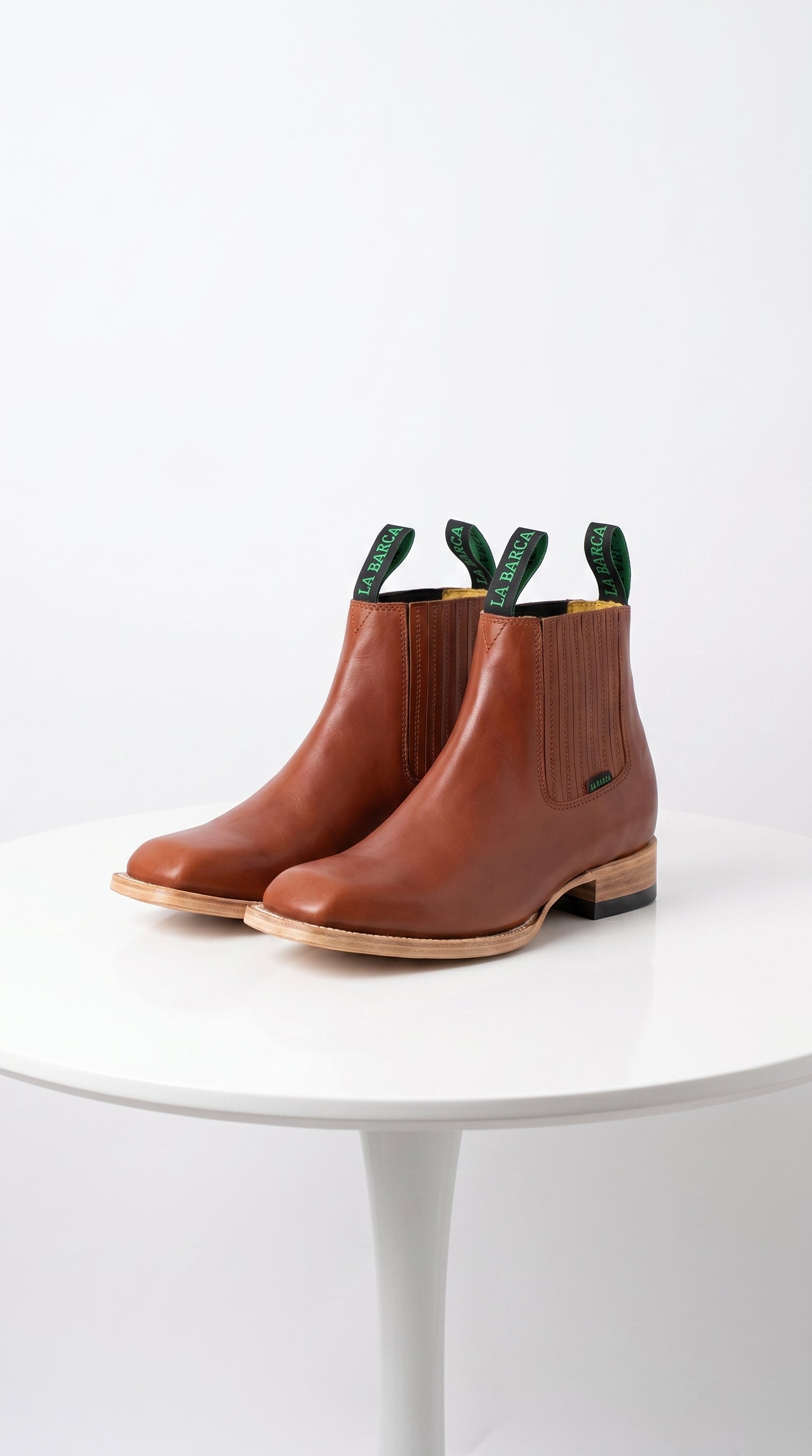 Mens Square Toe Ankle Boots - Cognac