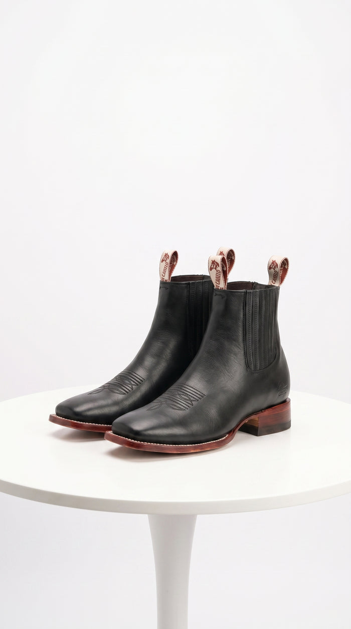 Black Square Toe Ankle Boots