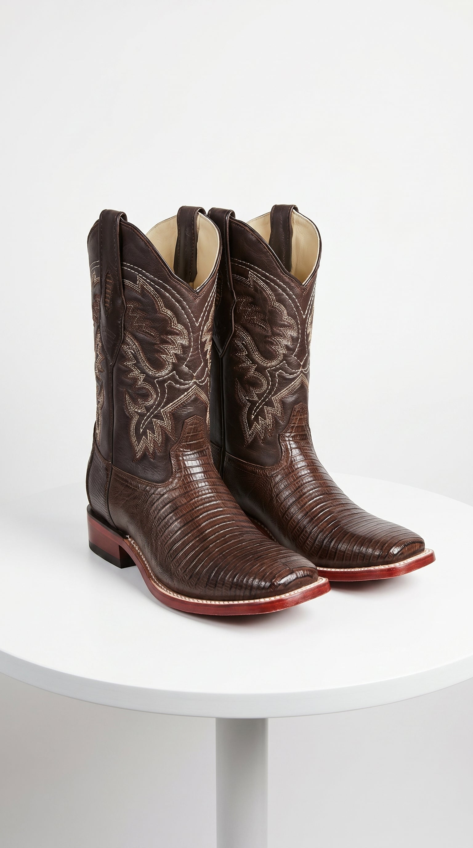 Brown Lizard Square Toe Cowboy Boots