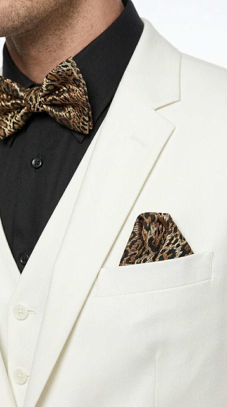 Men’s Off White 100% Wool Vested Suit, Solid Formal Wedding Prom 3 Piece Suit Set
