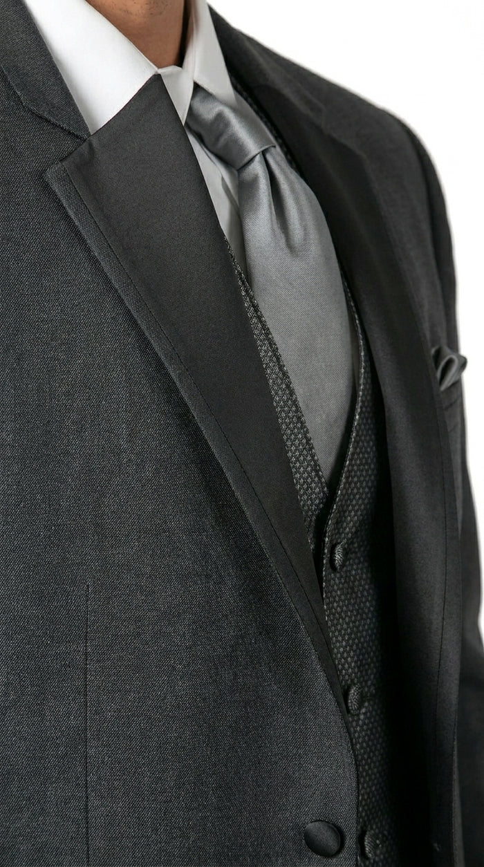2 Button Trim Cowboy Tuxedo  Grey - Jacket and Pants