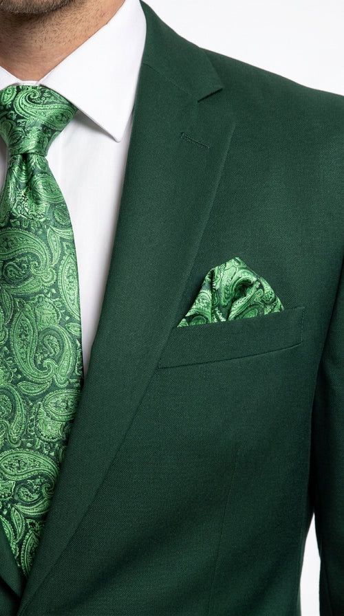 Men’s Green 2 Button Classic Fit Poplin Suit, Affordable Formal Wedding Business Dress Suit
