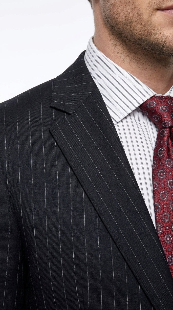 Men’s Black Pinstripe Suit, Patrick Bateman Inspired American Psycho Homecoming Formal Suit