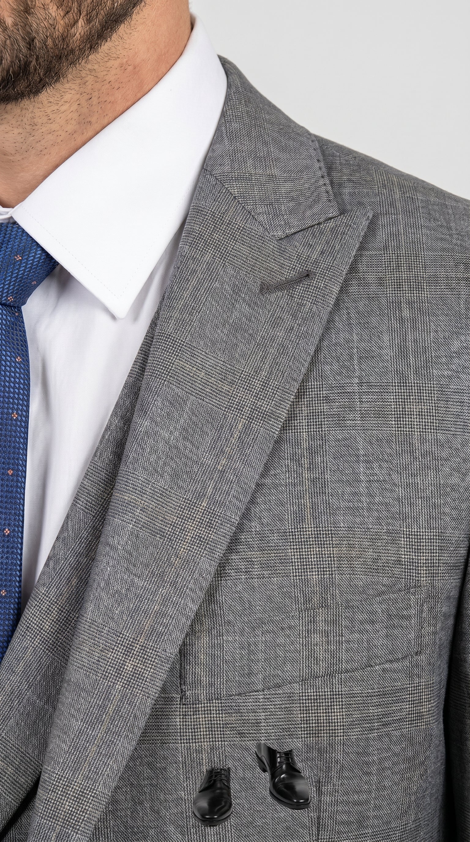 Men’s Gray Glen Plaid 3 Piece Suit with Jacket, Vest and Pants, Formal Wedding Business Dress Suit