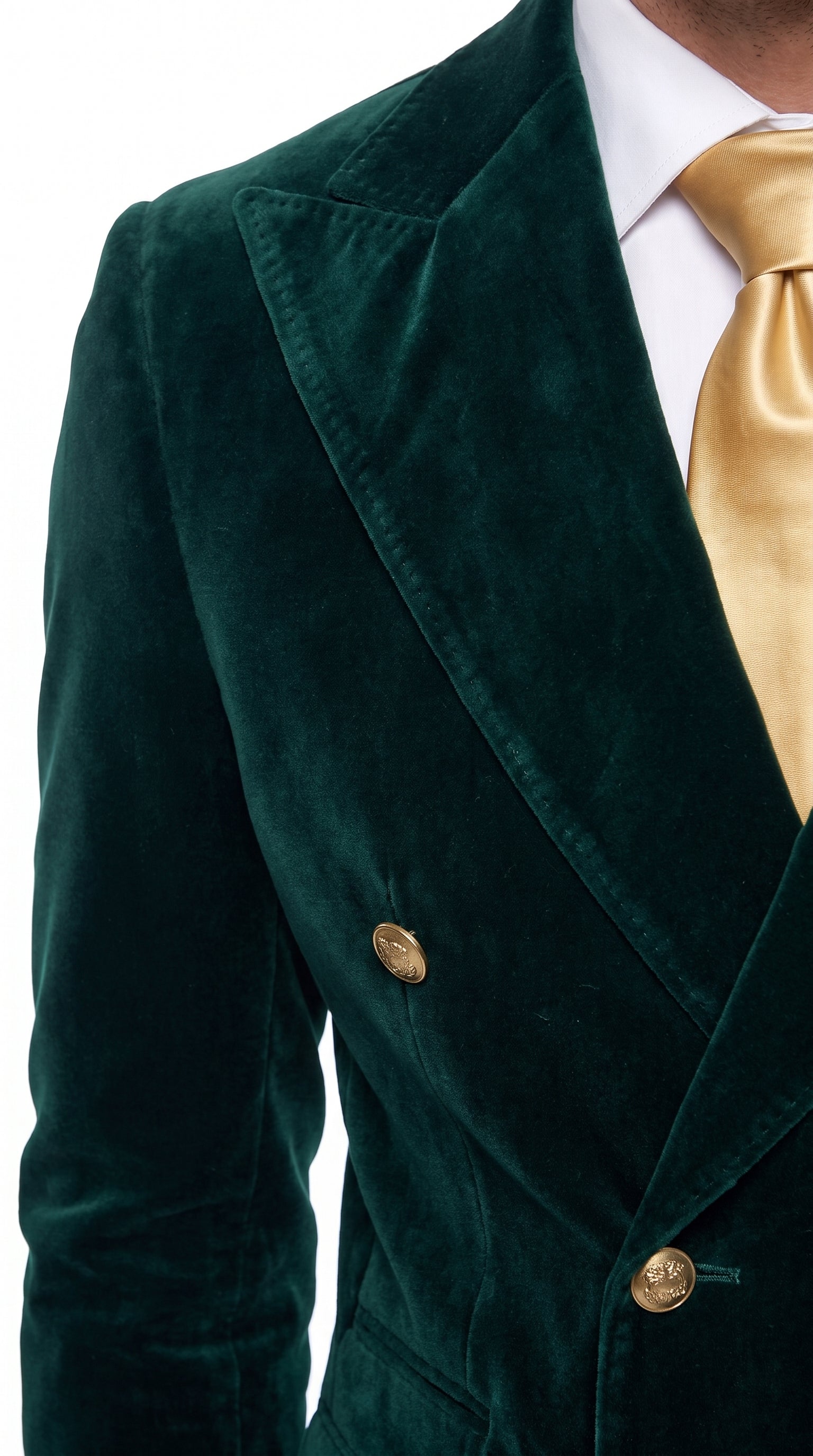 Men’s Rossi Man Zeus Emerald Green Velvet Double Breasted Tuxedo Suit, Formal Wedding Prom Dinner Suit - 34 Short or Extra Small