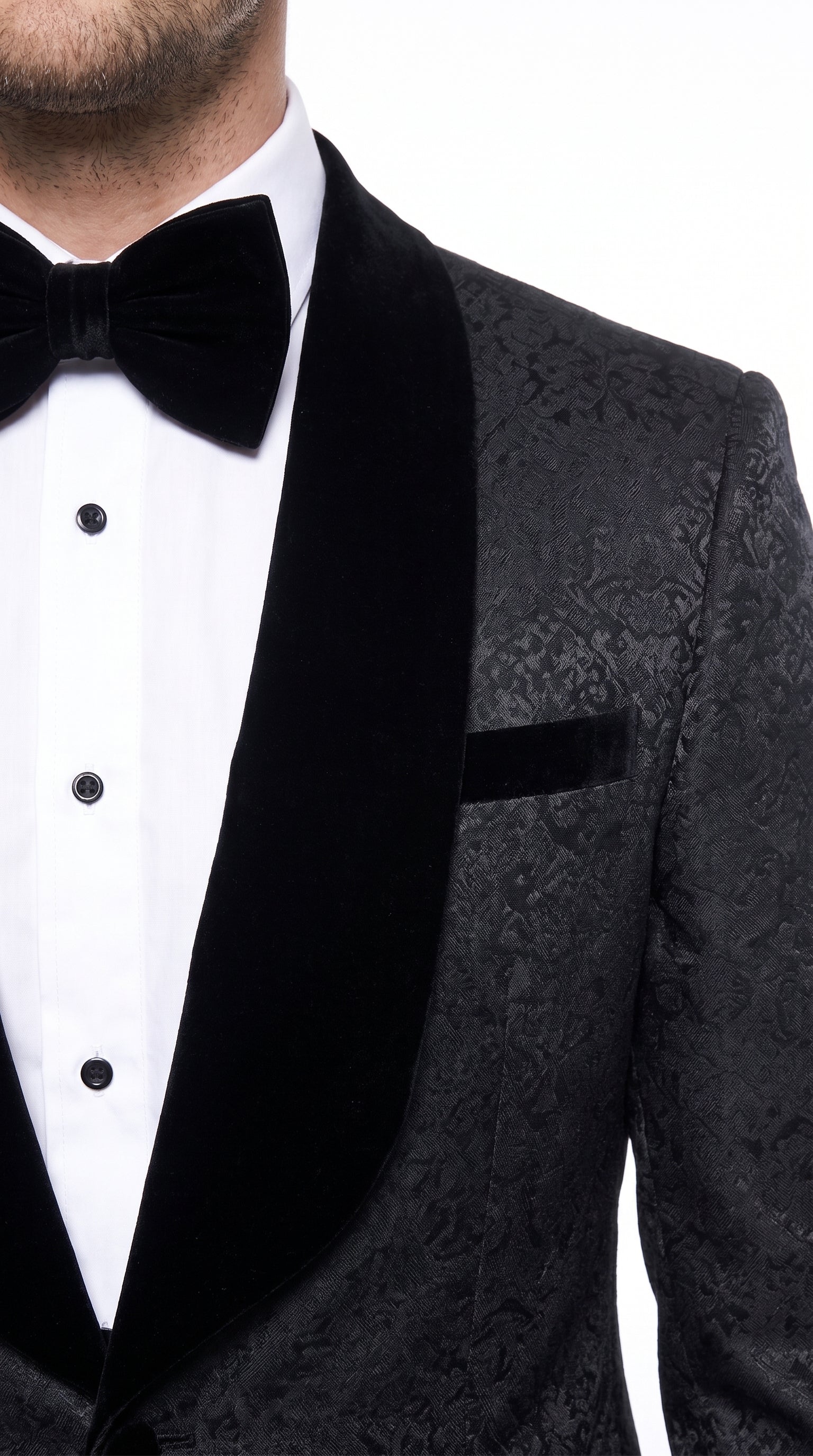 Rossi Man RM1446 Men’s Black 3 Piece Smoking Style Tuxedo Suit, Formal Wedding Prom Dinner Suit