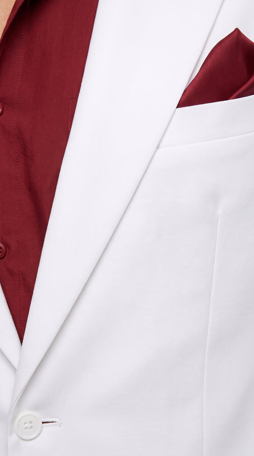 Men’s Tony Montana Scarface White Suit, Movie Inspired Costume Suit with Red Shirt