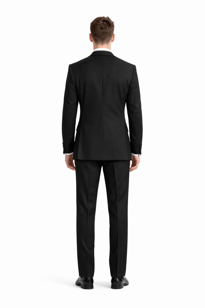 Mantoni 140s Wool 1-button Black Tuxedo-New Designer Collection - 34 Short or Extra Small