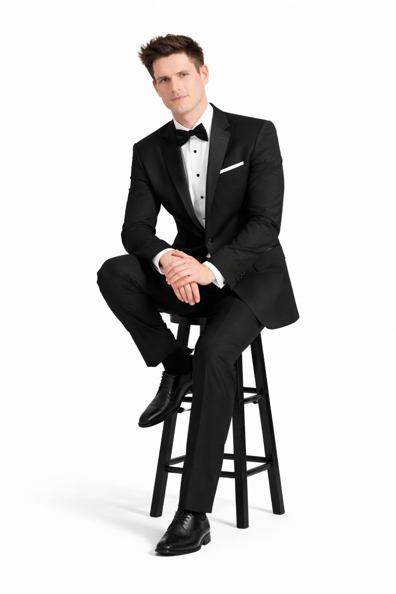 Mantoni 140s Wool 1-button Black Tuxedo-New Designer Collection - 34 Short or Extra Small