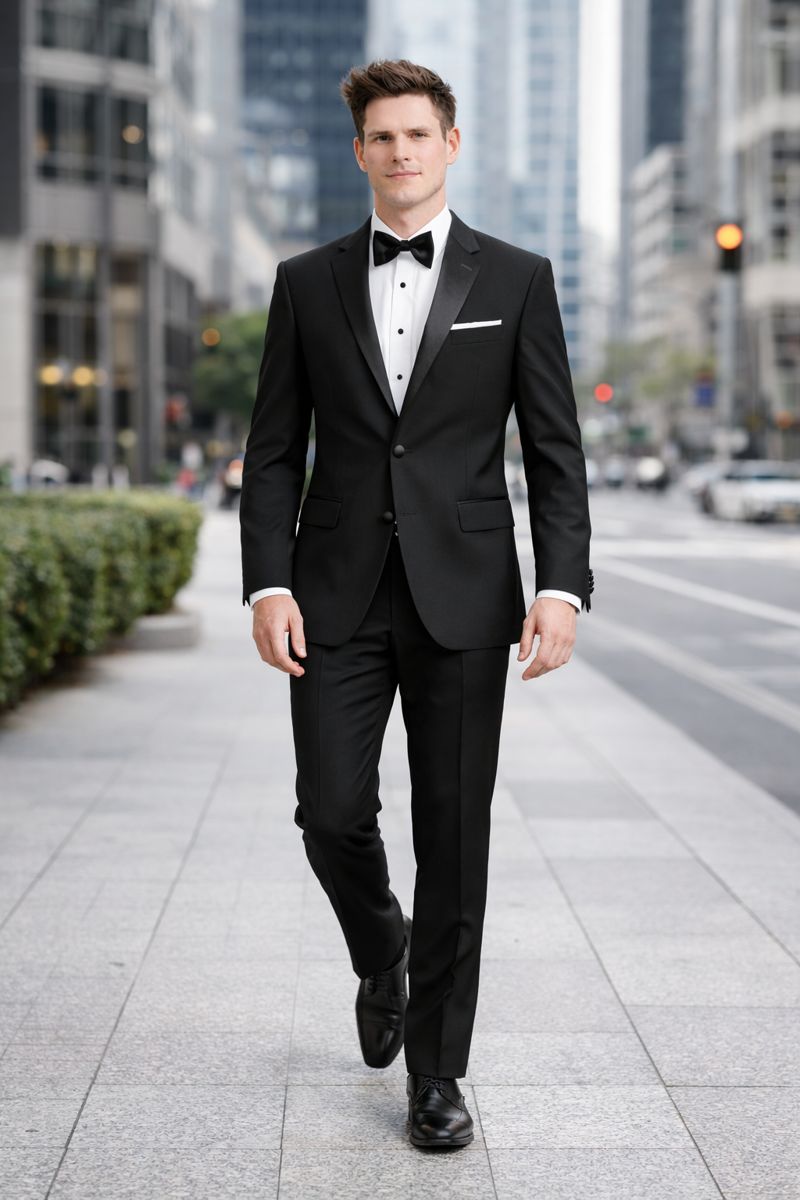 Mantoni 140s Wool 1-button Black Tuxedo-New Designer Collection - 34 Short or Extra Small