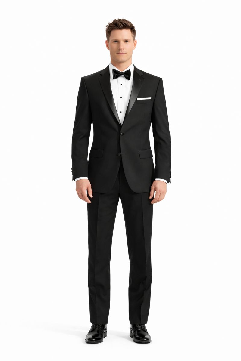 Mantoni 140s Wool 1-button Black Tuxedo-New Designer Collection - 34 Short or Extra Small