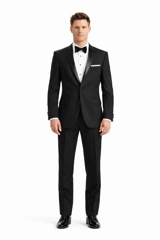 Mantoni 140s Wool 1-button Black Tuxedo-New Designer Collection