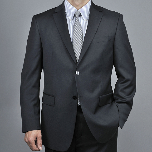 Modern Fit - Mantoni Black or Gray 2-Button Slim or Modern Fit Suit - 34 Short or Extra Small