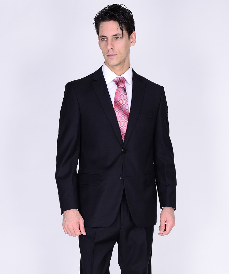 Modern Fit - Mantoni Black or Gray 2-Button Slim or Modern Fit Suit - 34 Short or Extra Small
