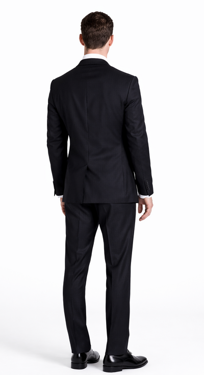 Tiglio Black, Gray, Navy Blue Stripe Two-button Wool Suit 3 Fabrics
