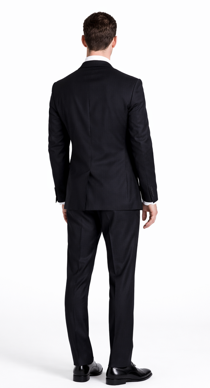 Tiglio Black, Gray, Navy Blue Stripe Two-button Wool Suit 3 Fabrics