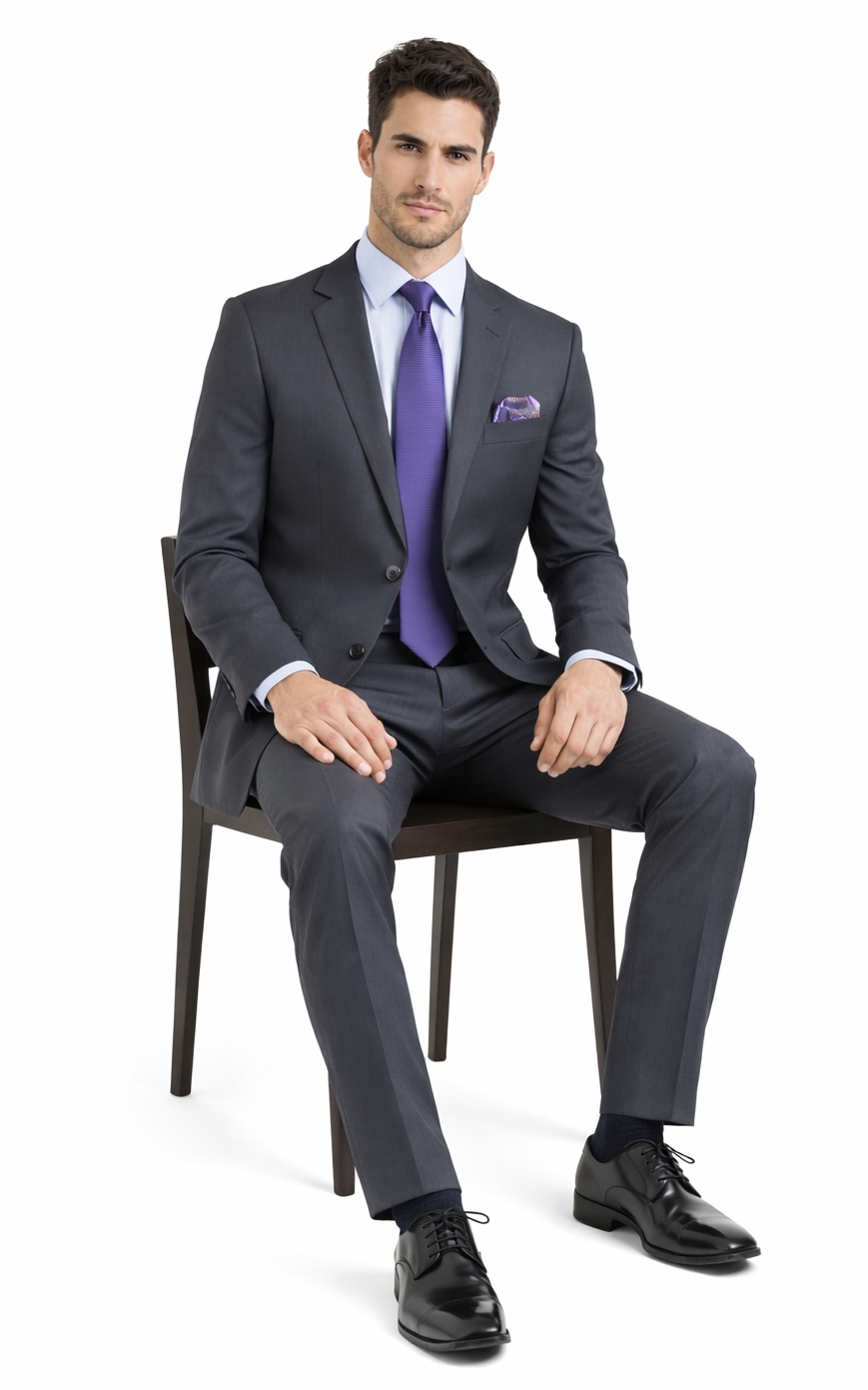 Mantoni Black, Gray, Navy Blue Stripe Two-button Wool Suit 3 Fabrics - 34 Short or Extra Small