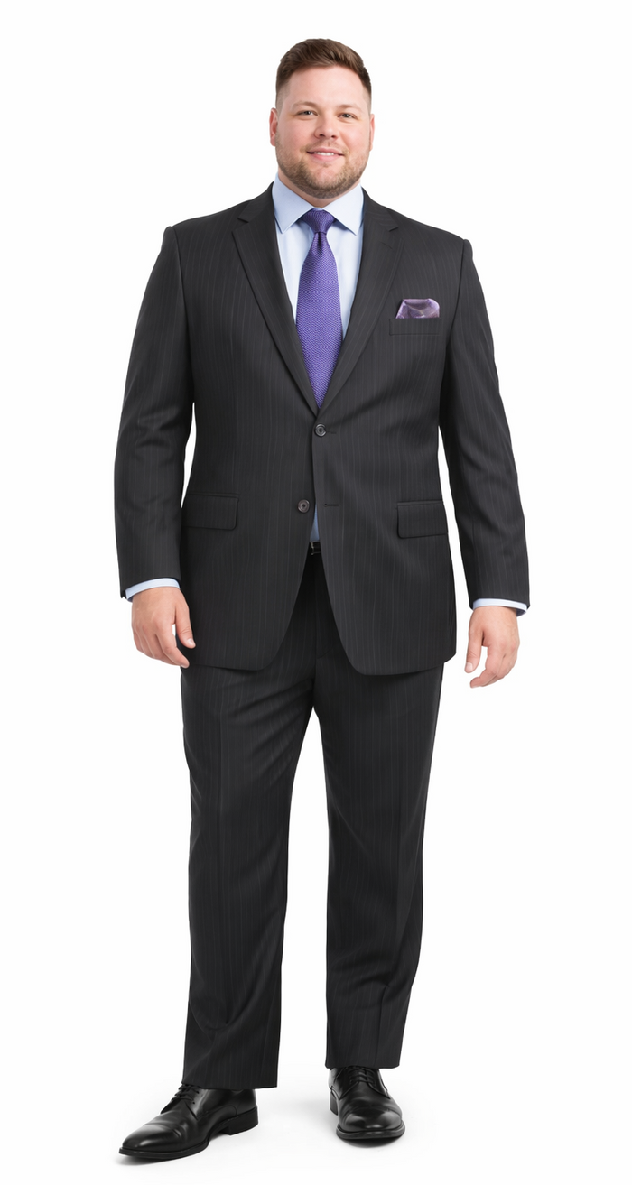 Tiglio Black, Gray, Navy Blue Stripe Two-button Wool Suit 3 Fabrics