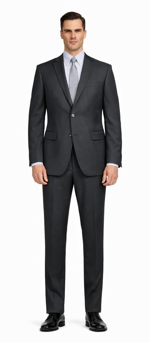 Modern Fit - Mantoni Black or Gray 2-Button Slim or Modern Fit Suit - 34 Short or Extra Small