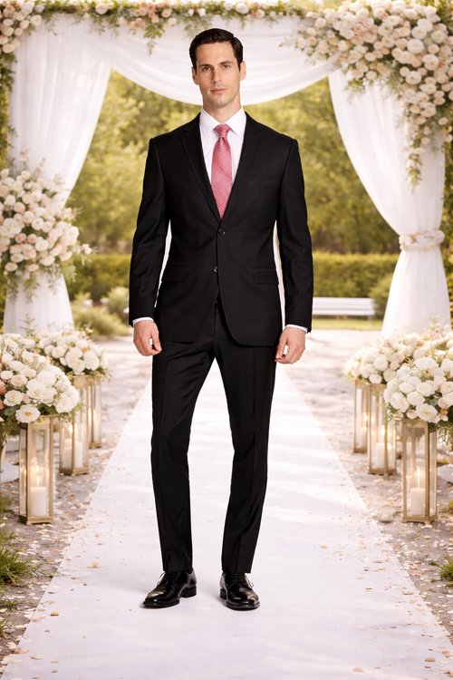 Modern Fit - Tiglio Black or Gray 2-Button Slim or Modern Fit Suit