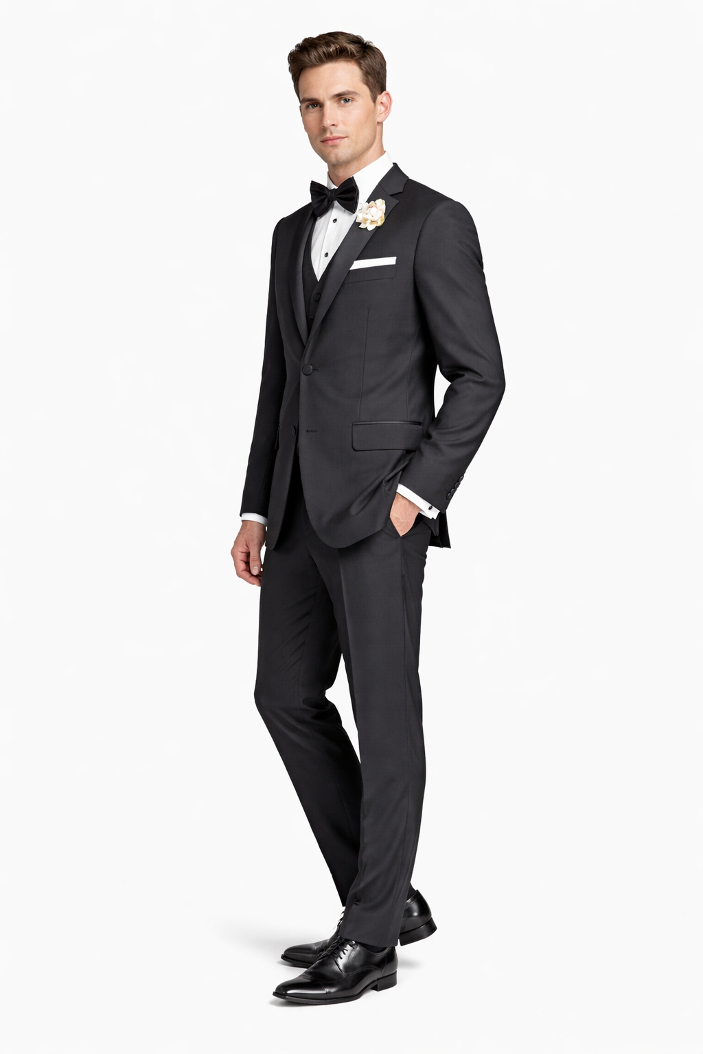Mens Tiglio Black Tuxedo – Classic Formal Dinner Suit for Wedding, Prom and Black Tie Events - 34 Short or Extra Small