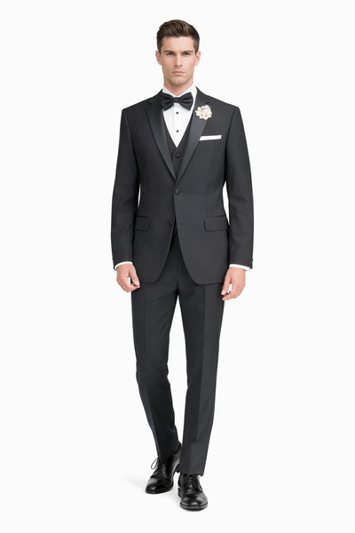 Mens Tiglio Black Tuxedo – Classic Formal Dinner Suit for Wedding, Prom and Black Tie Events