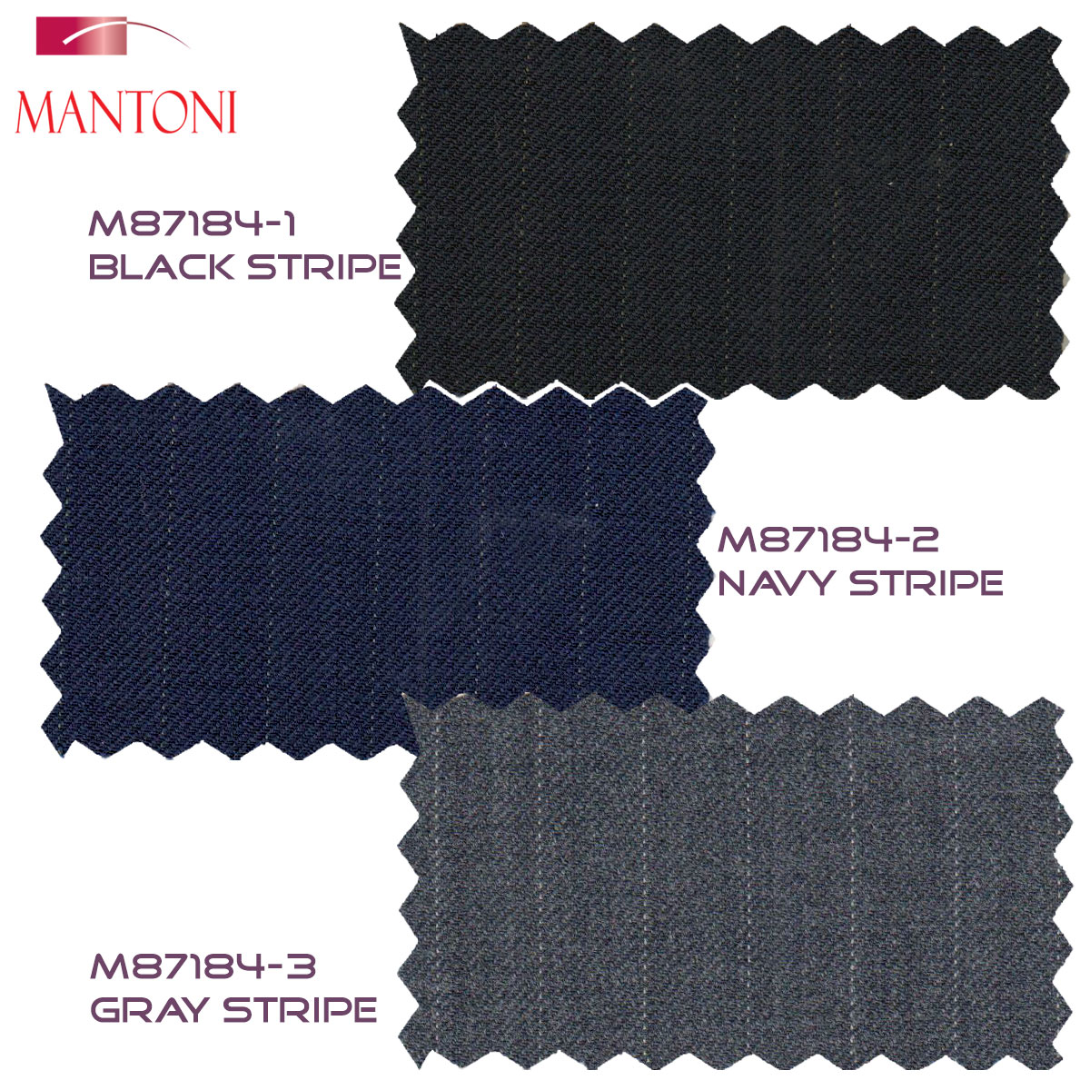 Mantoni Black, Gray, Navy Blue Stripe Two-button Wool Suit 3 Fabrics - 34 Short or Extra Small