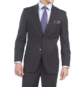 Mantoni Black, Gray, Navy Blue Stripe Two-button Wool Suit 3 Fabrics - 34 Short or Extra Small