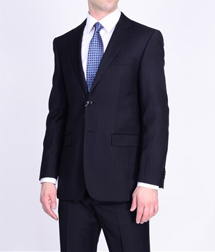 Mantoni Black, Gray, Navy Blue Stripe Two-button Wool Suit 3 Fabrics - 34 Short or Extra Small