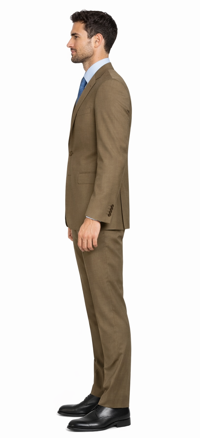 Mantoni Camel or Taupe Two-button Wool Suit - 34 Short or Extra Small