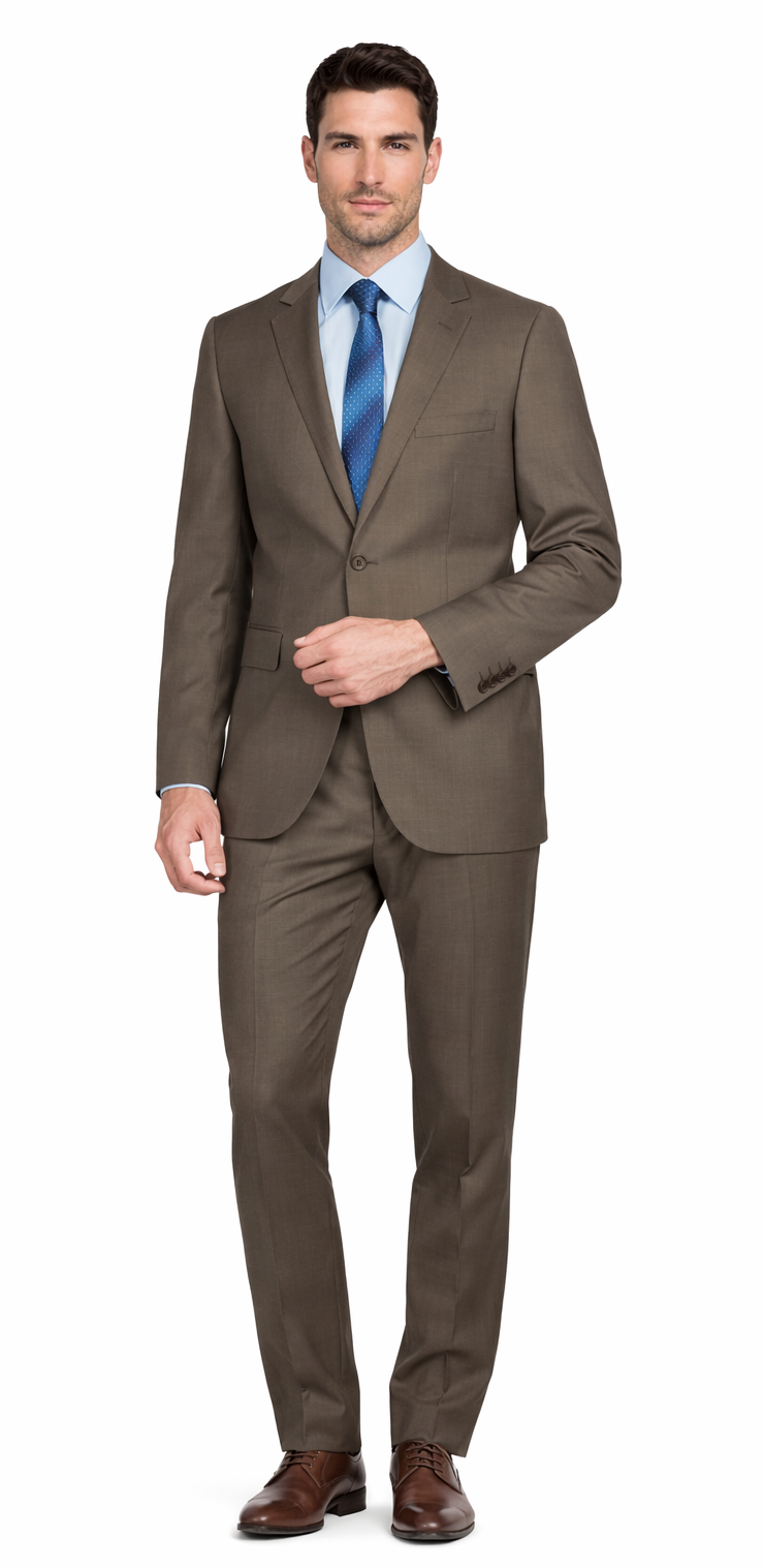 Mantoni Camel or Taupe Two-button Wool Suit - 34 Short or Extra Small