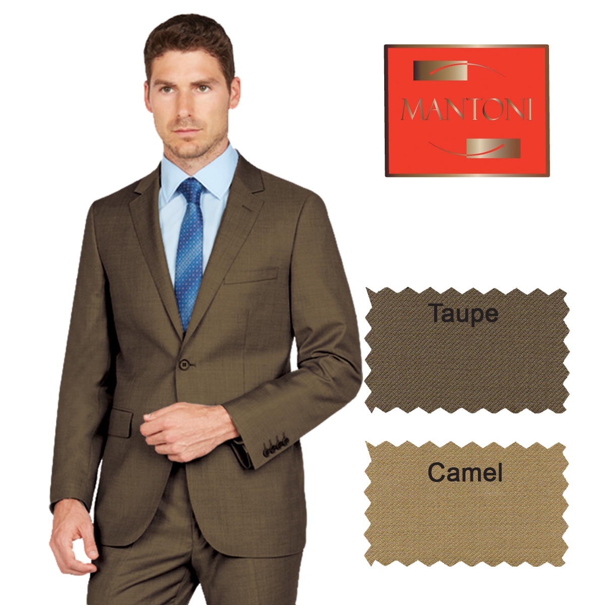 Mantoni Camel or Taupe Two-button Wool Suit - 34 Short or Extra Small