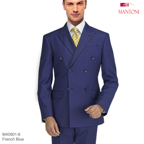 Tiglio Double-Breast Black, Grey, or Navy Wool Suit