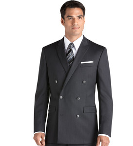 Mantoni Double-Breast Black, Grey, or Navy Wool Suit - 34 Short or Extra Small